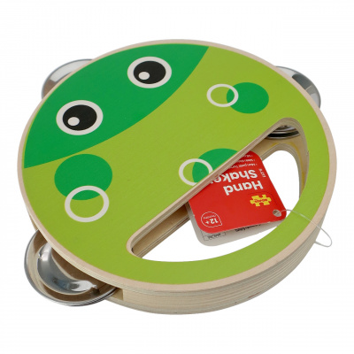 Bigjigs Toys tamburína 1ks zelená (Rozměry: 13x14x2 cm Věk: 3+ Materiál: dřevo, kov)