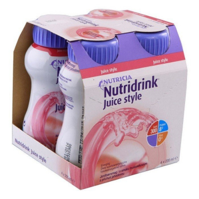 Nutridrink Juice Style s příchutí jahodovou por.sol. 4 x 200 ml