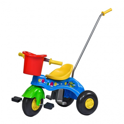 Dětská šlapací tříkolka s vodící tyčí BAYO JUNIOR modrá CAR_44879_8596164083338