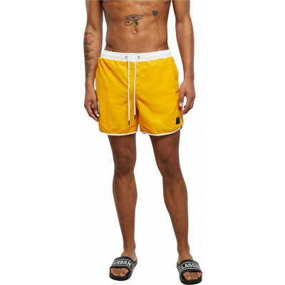 Dvoubarevné retro šortky na plavání Urban Classics Barva: bílá - mangová, Velikost: XXL