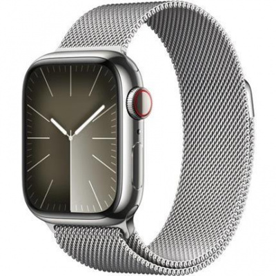 Apple Watch Series 9 Cellular 41mm Stříbrná ocel se stříbrným milánským tahem MRJ43QC/A