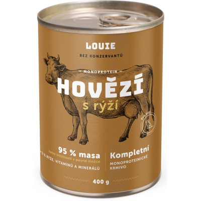 Louie konz. pro psy hovězí a vepřové s rýží 400 g