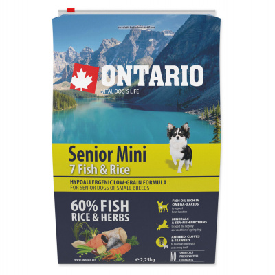 ONTARIO Senior mini fish & rice granule pro psy 1 ks, Hmotnost balení (g): 2,25 kg