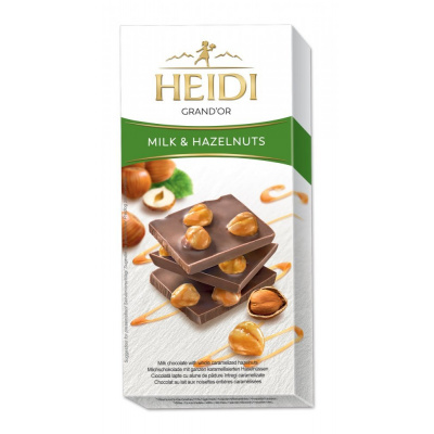 Čokoláda HEIDI Grand´or whole hazelnuts milk 100g