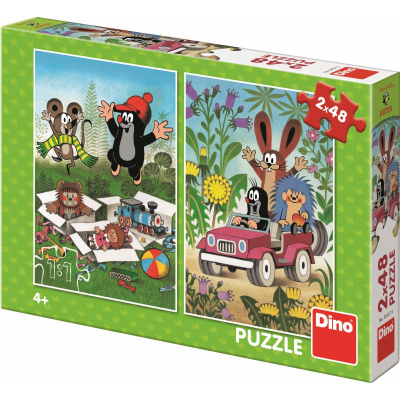 DINO Puzzle Krteček se raduje, Krtek a autíčko 2x48 dílků