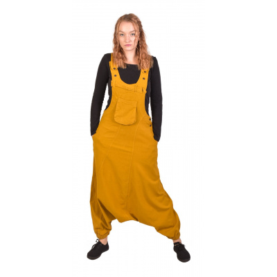 Sanu Babu Turecké kalhoty s laclem medově žluté, velmi nízký sed, kapsy a knoflíčky S/M , Žlutá