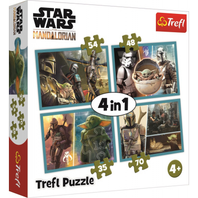 TREFL Puzzle Mandalorian a jeho svět 4v1 (35,48,54,70 dílků)