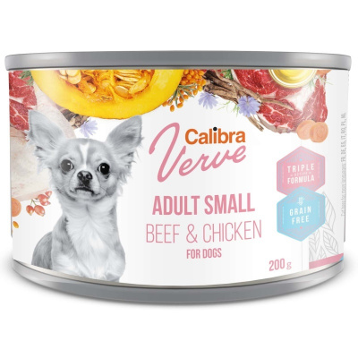 Calibra Dog Verve konzerva GF Adult Small Beef & Chicken 200 g