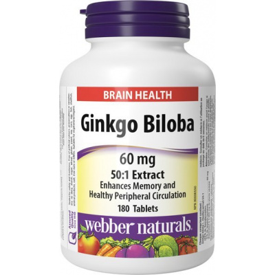 Webber Naturals Ginkgo Biloba 60 mg 180 tbl