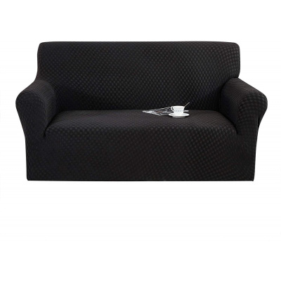 Topchances Stretch Sofa Cover Elastický žakárový potah na pohovku s područkami pro 2-místnou pohovku, černý