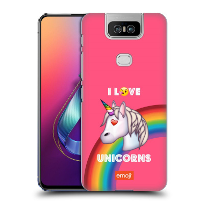 Zadní obal pro mobil Asus Zenfone 6 ZS630KL - HEAD CASE - Emoji - Jednorožec růžové pozadí (Plastový kryt, obal, pouzdro na mobil Asus Zenfone 6 ZS630KL - SMAJLÍCI - Jednorožci a duhy)