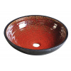 SAPHO ATTILA keramické umyvadlo, průměr 43cm, tomatová červeň/petrolejová (DK007)