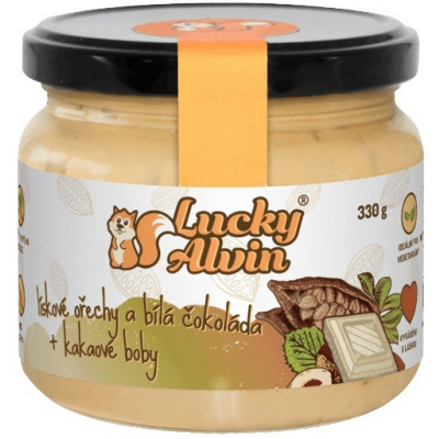 Lucky Alvin Lískové ořechy a bílá čokoláda + kakaové boby 330g