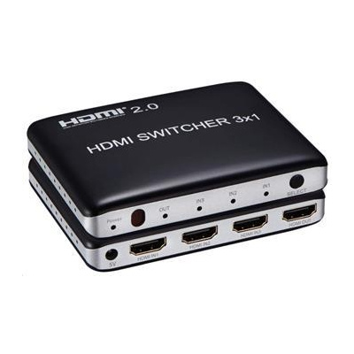 PremiumCord 4K@60hz HDMI switch 3:1 plastový s dálkovým ovladačem - khswit31f