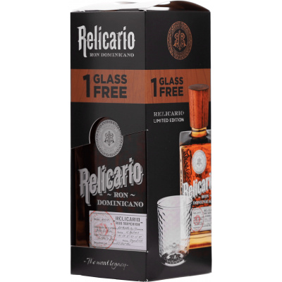 Relicario Ron Dominicano Superior + sklenice 40% 0,7l (darčekové balenie 1 pohár)