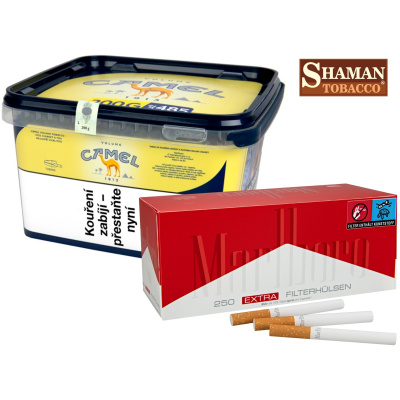 Camel 200g cigaretový tabák + dutinky REGULAR EXTRA zdarma Dutinky REGULAR EXTRA zdarma: Marlboro Red Extra 250