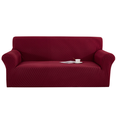 Topchances Stretch Sofa Cover Elastický žakárový potah na pohovku s područkami pro 4místnou pohovku, vínově červený
