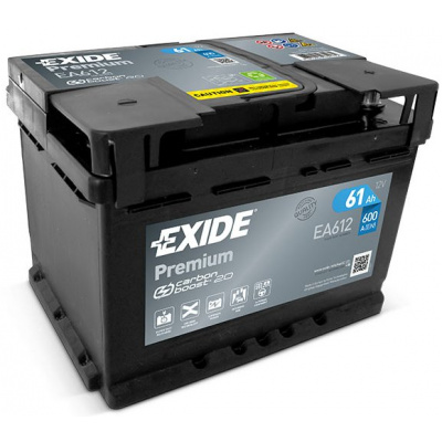 EXIDE Premium 12V 61Ah 600A EA612 česká distribuce, připravena k použití