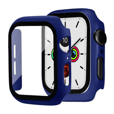 AppleMix Tvrzené sklo + rámeček pro Apple Watch 44mm Series 4 / 5 / 6 / SE - tmavě modrý