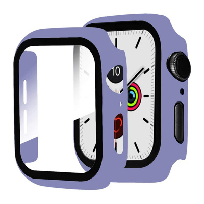 AppleMix Tvrzené sklo + rámeček pro Apple Watch 38mm Series 1 / 2 / 3 - fialový