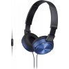 SONY headset náhlavní MDRZX310APL/ sluchátka drátová + mikrofon/ 3,5mm jack/ citlivost 98 dB/mW/ modrá