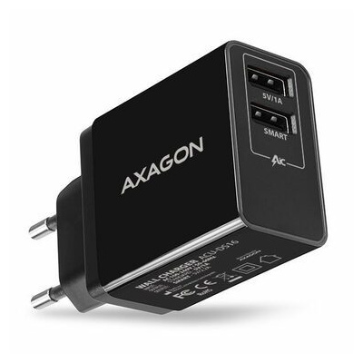 AXAGON ACU-DS16 černá / duální nabíječka do sítě / 2x USB-A / 16 W (ACU-DS16)