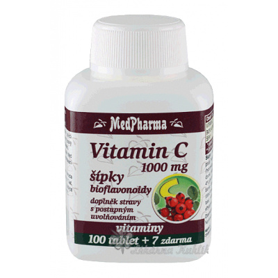 Medpharma Vitamin C 1000 mg s šípky, prodloužený účinek, 107 tablet