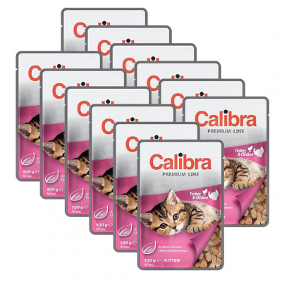 CALIBRA Cat Kitten kuřecí a krůtí kousky v omáčce 12 x 100 g