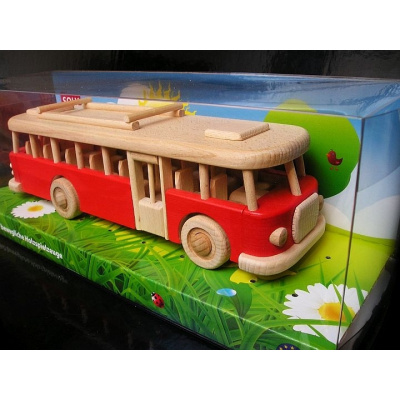 SOLY | Červený DŘEVĚNÝ autobus | hračka
