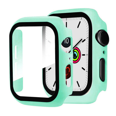 AppleMix Tvrzené sklo + rámeček pro Apple Watch 44mm Series 4 / 5 / 6 / SE - světle modrý