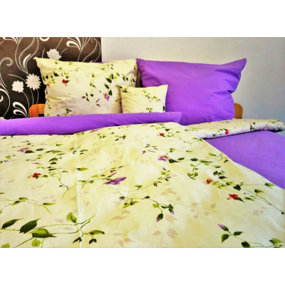 Veratex Přehoz na postel bavlna140x200 květ / fialka 140 x 200 cm
