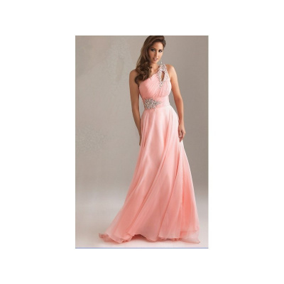 dlouhé antické společenské plesové růžové šaty na jedno rameno Donna, Velikost S