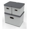 HomeLife Úložný box s víkem - sada 3 ks šedá šedá