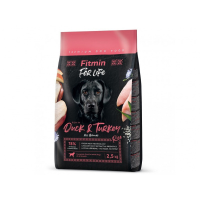 Fitmin dog For Life Duck & Turkey Velikost balení: 2,5kg