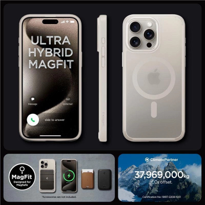 Spigen Ultra Hybrid Mag pouzdro s MagSafe pro iPhone 15 Pro Max - matný titan přírodní
