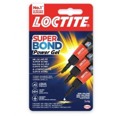 Vteřinové lepidlo LOCTITE Super Bond Power Gel Mini Trio 3x 1g, doprodej, Exp. 06/24