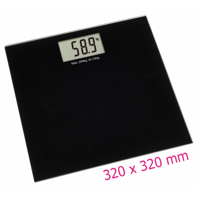TFA Dostmann Digitální osobní XL váha TFA 50.1015.01 STEP PLUS | až 200 kg / 100 g | skleněná | černá