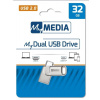 32GB USB Flash 2.0 MyDual stříbrný, USB-C/USB-A, MyMedia