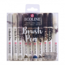 Royal Talens Akvarelové štětcové fixy Ecoline Brush Pen Greys - Sada 10ks