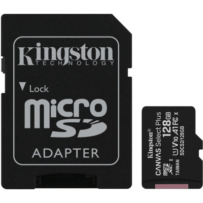 Paměťová karta Kingston MicroSDXC 128GB Canvas Select Plus + SD adaptér (SDCS2/128GB)