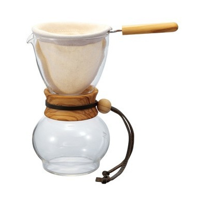 Dripper (Drip Pot) Hario Woodneck (DPW-3-OV) - na 4 šálky, 480 ml, olivové dřevo