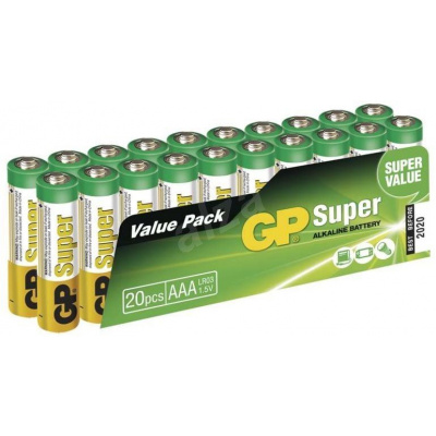 Jednorázová baterie GP Super Alkaline LR03 (AAA) 20ks v blistru (1013100210)