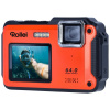 Rollei Sportsline 64 Selfie Digitální fotoaparát, kompaktní, 64Mpx, 16× zoom, 2,8" + 2" LCD, 4K video, voděodolný do 5m, oranžovo-černý 10074