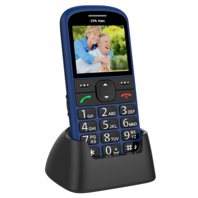 Seniorský tlačítkový telefon CPA Halo 11 s nabíjecím stojánkem Barva: Modrá