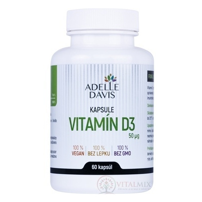 Adelle Davis Vitamín D3 50 mcg 60 kapslí