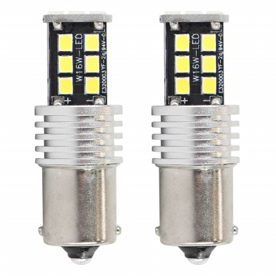 2 ks LED žárovek W16W 12-24V 100% CAN white