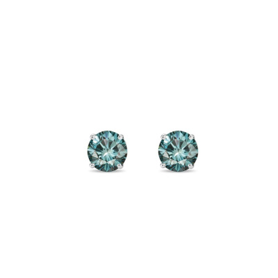 Náušnice s modrými diamanty v bílém zlatě KLENOTA K0369032