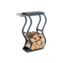 Zásobník na dřevo Zigzag se zásuvkou, CafDesign (CafDesign 22241013 zásobník na krbová polena se stolíkem a přihrádkou)