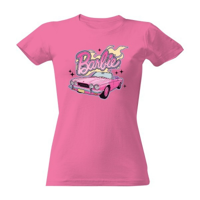 Tričko s potiskem Barbie car dámské Růžová M