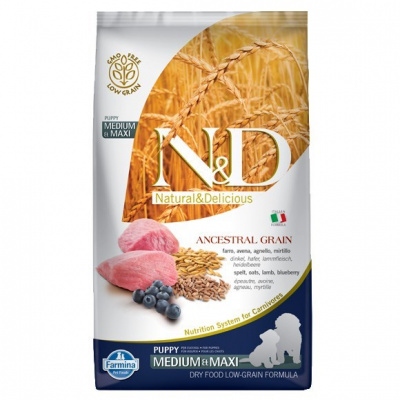 N&D Ancestral Grain Puppy Medium & Maxi Lamb & Blueberry 12 kg